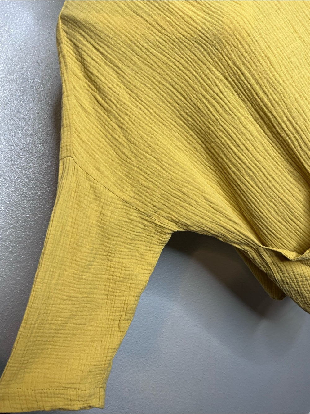 Jones New York 100% Cotton Gauze Mustard Yellow Relaxed Tunic Top Sz L - Picture 11 of 11